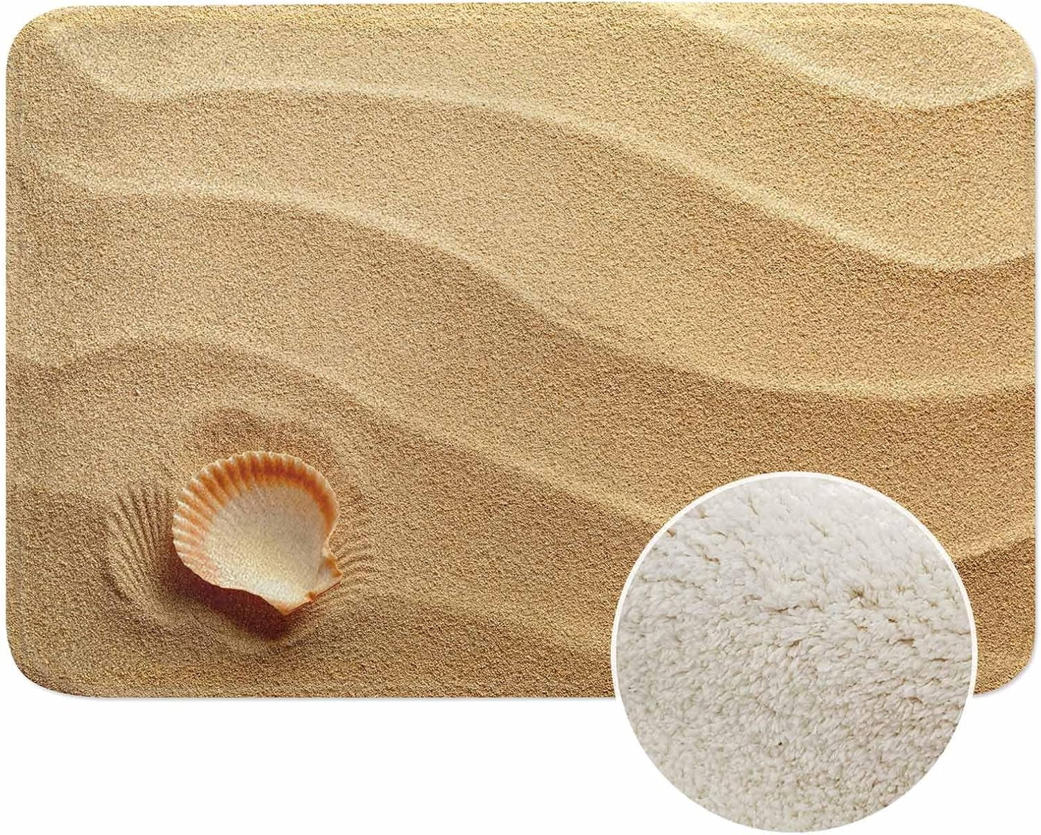 Sea Shells with Sand Bath Mat for Bathroom Bath Rugs Door Mat Non Slip Rubber Backed Bathroom Floor Mat for Bathtub Sink Shower 20"X32"