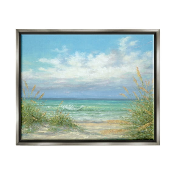 Sea Shoreline Horizon Scenery Coastal Painting Luster Gray Framed Art Print Wall Art