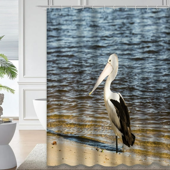 Sea Shower Curtain,Australian Standing Australia Beach Bird Shower Curtains for Bathroom with 12 Hooks,72 x 72 Inch