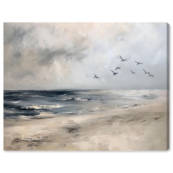 Sea Sky Flyer Canvas Print Vintage Art by Art Remedy, Gallery Wrapped, 20 x 16