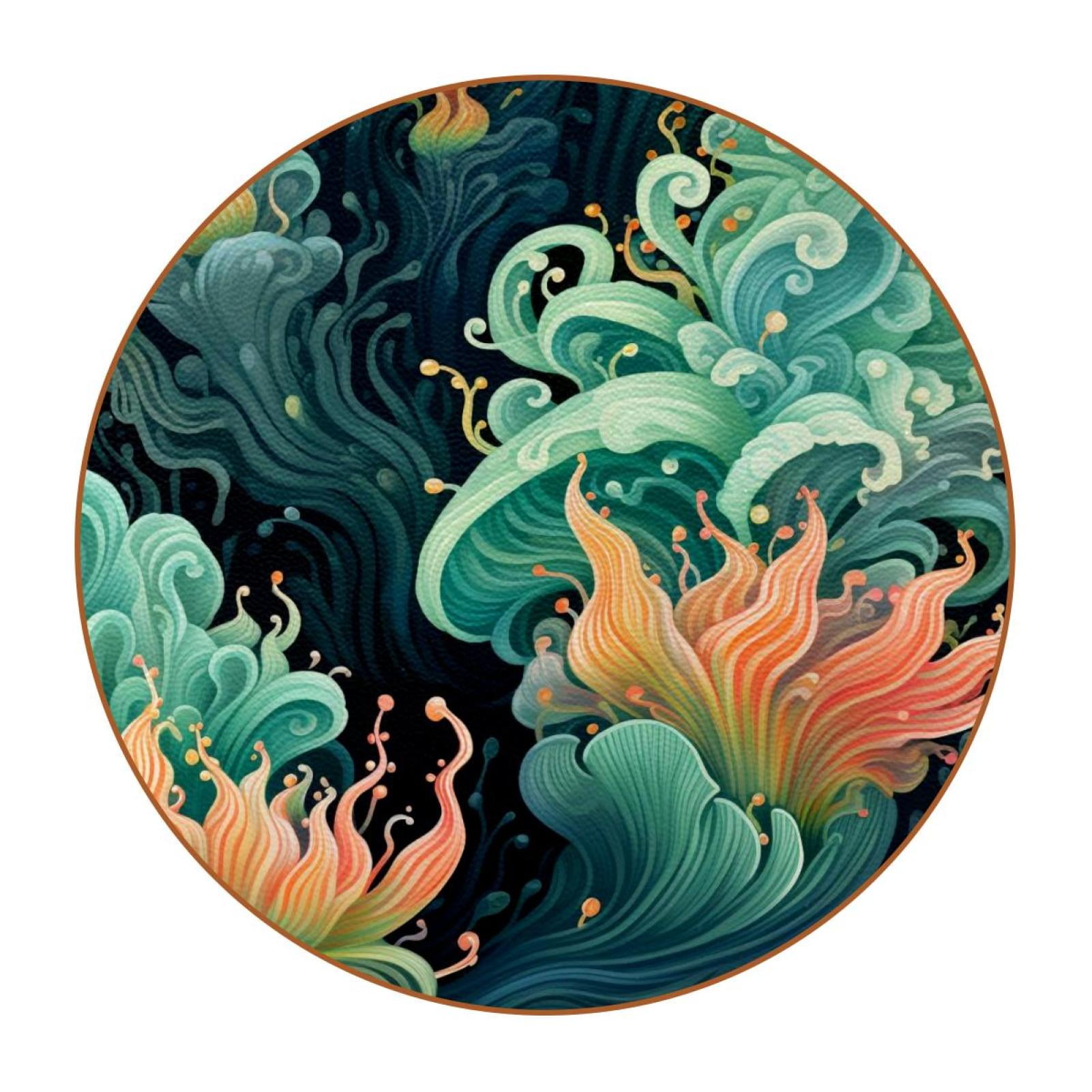 Sea Slug 6Pcs Round Microfiber Leather Car Coasters, 11x11 cm/4.3x4.3