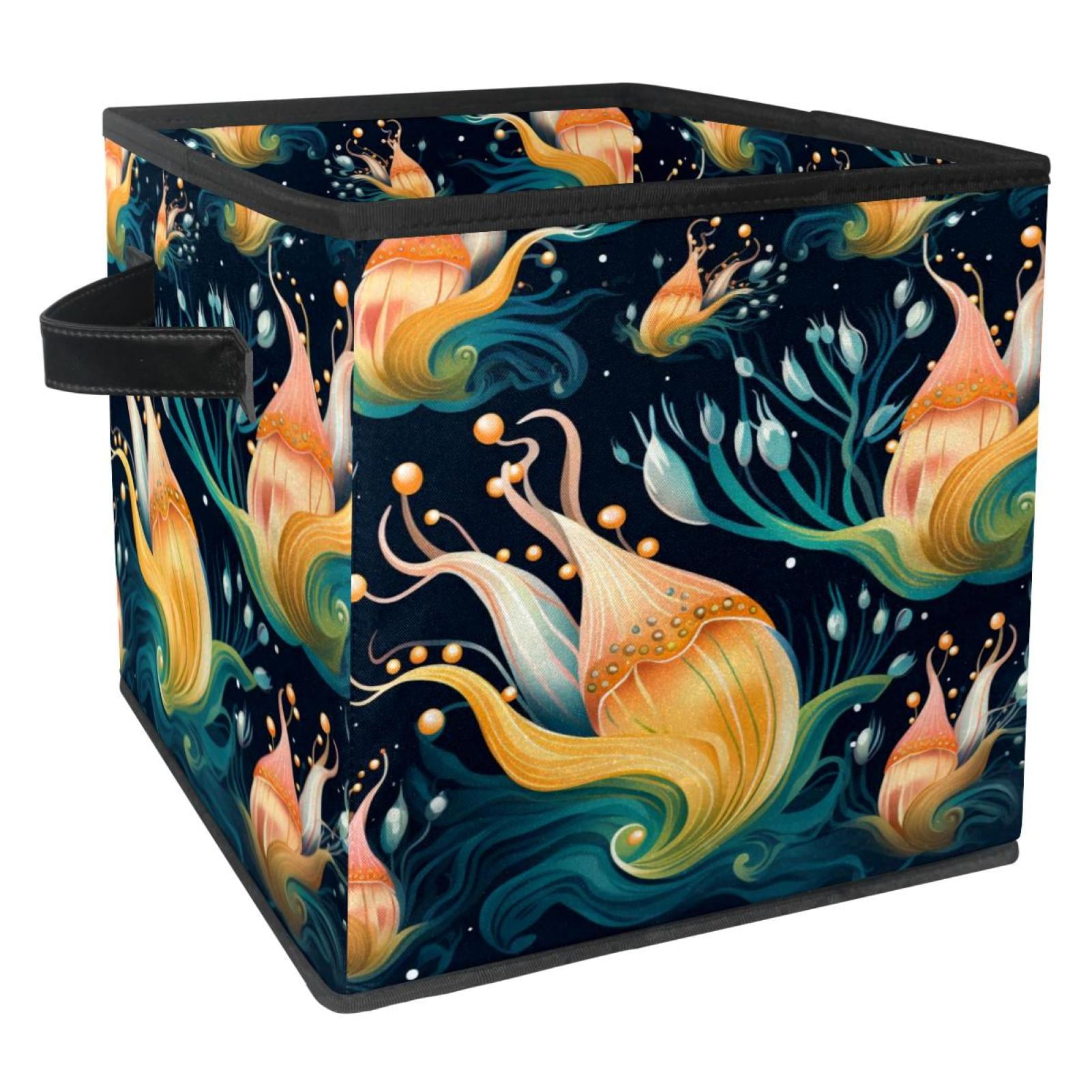 Sea Slug Foldable Storage Box with Handle, 10.8"x10.5"x10.6", Large