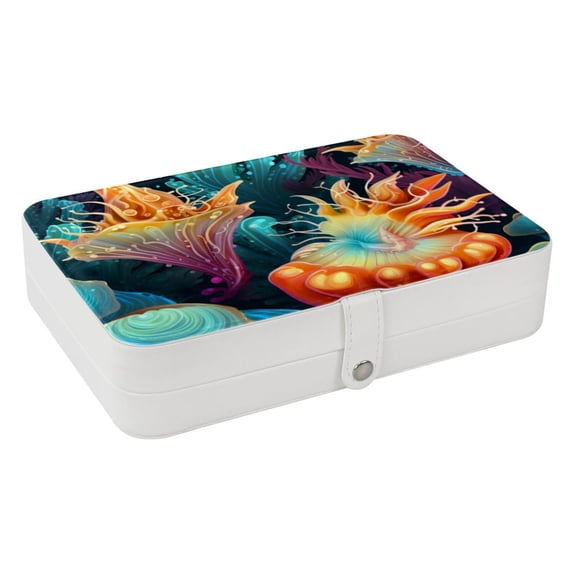 Sea Slug Portable PU Leather Earring Holder Storage Box Display Case with Removable Compartment