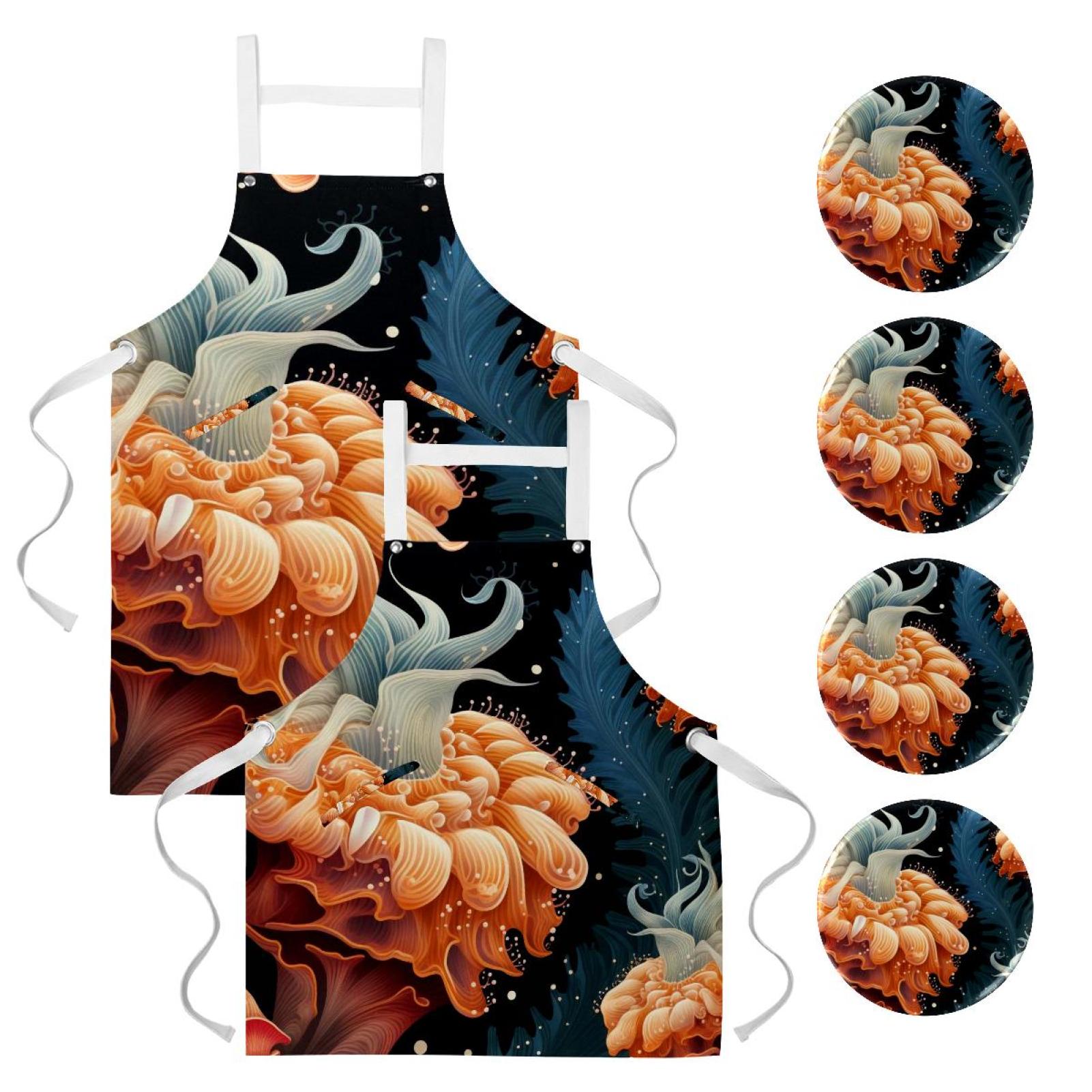 Sea Slug Server Apron Button Pins 2 Pack, Waterproof with Pockets and ...