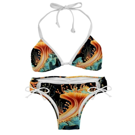 Sea Slug Swimsuit Women Bikini Set with Detachable Sponge and Adjustable Strap, Two-Pack, Beach Pool Vacation.