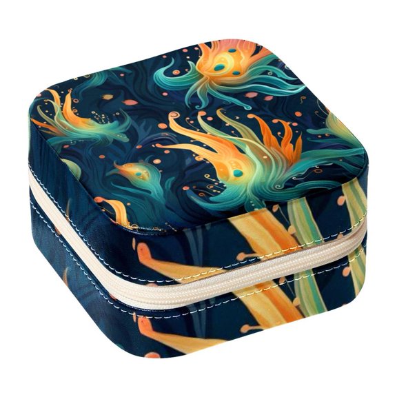 Sea Slug Travel Portable Square Decorative Box Jewelry Stand: All-in-One Earring Holder, Ring Keeper, Necklace & Bracelet Organizer - Storage Box for Girls and Women