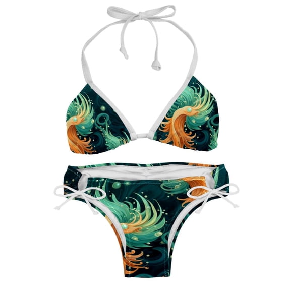 Sea Slug Women's One-Piece Swimsuit Bikini Set with Detachable Sponge and Adjustable Strap, Two-Pack, for Swimming Scenes