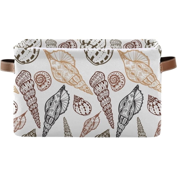 Sea Snail Conch Storage Basket, Durable Canvas Organizer With Handles Large Collapsible Storage Bins Boxes for Home Office - 2 Pack Home Decor