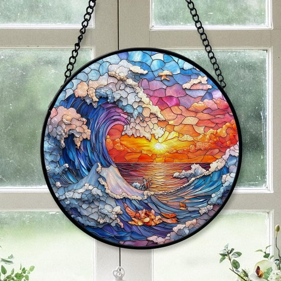 Sea Stained Glass Suncatcher Ornament 2025, Sea Christmas 2025, Sea Stained Glass Decor, Hanging Ornament for Christmas 2025, for Husband YdkLxS