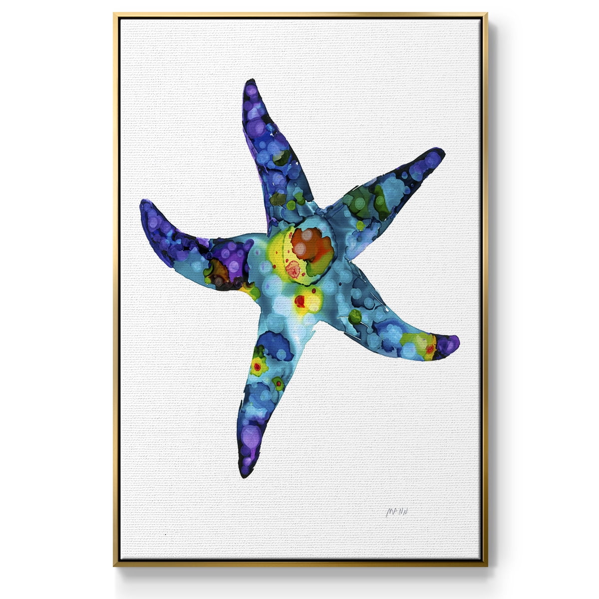 Sea Star Framed Premium Gallery Wrapped Canvas - Ready to Hang - 25 x 37 - Gold Floating Frame