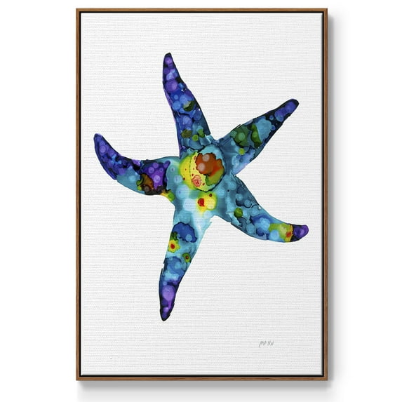 Sea Star Framed Premium Gallery Wrapped Canvas - Ready to Hang - 27 x 41 - Walnut Floating Frame