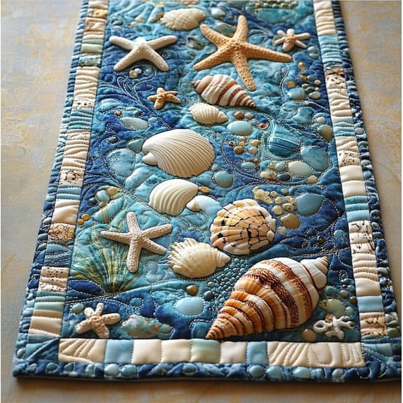 Sea Star Quilted Pattern Runner for Dining & Home Decor, Sea Star Quilted Table Runner Sea Star Decor, Gift for Sea Star Lovers