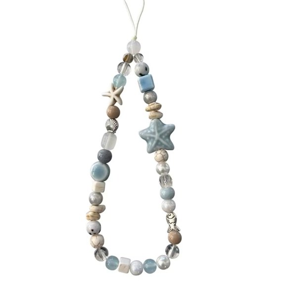 Sea Star Shell Beaded Phone Chain Key Anti Loss Phone Case Hanging Rope CCD Camera Pendant