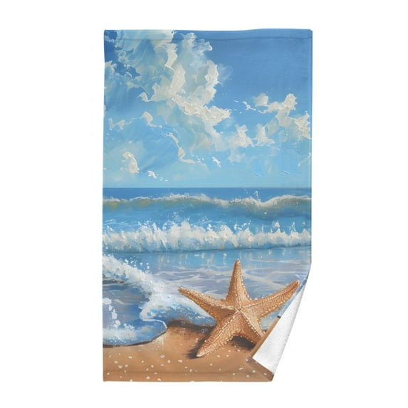 Sea Stars Beach Sky Landscape Cotton Face Towel Soft Hand Towel Absorbent Bathroom Towel for Kitchen Hotel