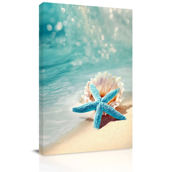 Sea Stars Canvas Wall Art for Living Room, Seashell Beach Ocean Wave Summer Coastal Poster Print Painting for Bedroom Office Home Decoration Wall Pictures Prepare To Hang 8"x10"