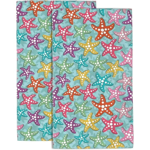 Sea Stars Hand Towels for Bathroom Set of 2 Hand Towels Soft Absorbent Bath Hand Towels for Kitchen Sports Gym Yoga Home Decor 14 x 28 in
