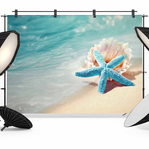 Sea Stars Photography Backdrop 7x5FT, Seashell Beach Ocean Wave Summer Coastal Photo Backdrops, Background for Photography Studio Photo Studio Background, Back Drop for Photoshoot