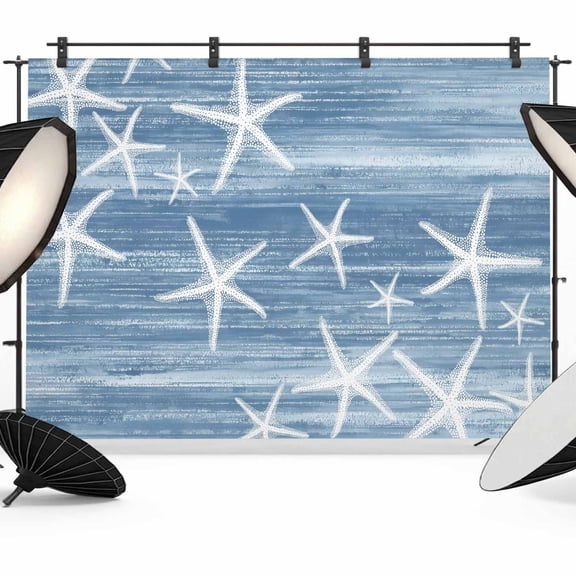 Sea Stars Photography Backdrop 7x5FT, Summer Beach Sea Stars Light Blue Texture Photo Backdrops, Background for Photography Studio Photo Studio Background, Back Drop for Photoshoot