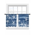 thumbnail image 1 of Sea Stars Sheer Curtains 45 Inch Long 2 Panels, Summer Beach Sea Stars Navy Blue Texture Light Filtering Rod Pocket Curtains, Sheer Voile Drapes for Living Room Bedroom, 52"x45", 1 of 8