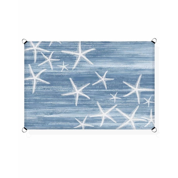 Sea Stars Sun Shade Sail 12'X16' Summer Beach Sea Stars Light Blue Texture UV Block Outdoor Sail Shades Breathable Waterproof Rectangular Sunshade for Patio Garden Pool Pergola Porch