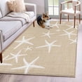 thumbnail image 1 of Sea Stars Washable Area Rugs 4'x6', Summer Beach Sea Stars Linen Texture Low Pile Throw Living Room Rug Non-Slip Sturdy Edge Binding Carpet for Indoor Entryway Bedside Kitchen, 1 of 9
