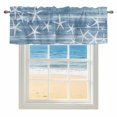 thumbnail image 1 of Sea Stars Window Valance for Kitchen, Summer Beach Sea Stars Light Blue Texture Rod Pocket Short Curtain for Small Windows, Light Filtering Decorative Valance, 42 x 18 Inch, 1 of 9