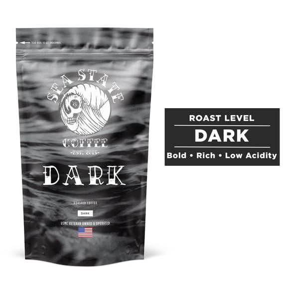 Sea State Coffee Dark Roast, Single Origin Sumatran,  Ground Coffee, 12 oz