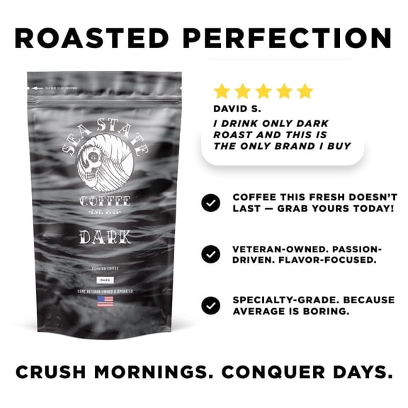 Sea State Coffee Dark Roast Single-Origin Sumatran Arabica Ground Coffee, Naturally Caffeinated, 1-Count