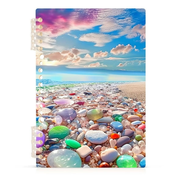 Sea Stone Beach Landscape Spiral Journal Notebook College Ruled Notebook 8.3" x 5.7" A5 Lined Thick Paper Page