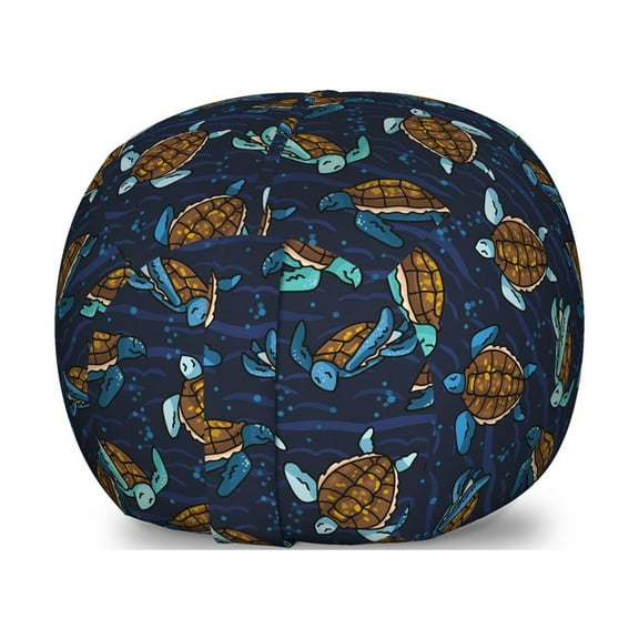 Under the Sea Storage Toy Bag Chair, Graphical Layout of Sea Turtles Cartoon Ocean Lifestyle, Stuffed Animal Organizer Washable Bag, Small Size, Multicolor, by Ambesonne