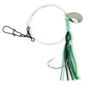 Sea Striker Squid Skirt Rig with Spinner, 3", 1/0 Wide Gap Hook, Green/Black Stripe