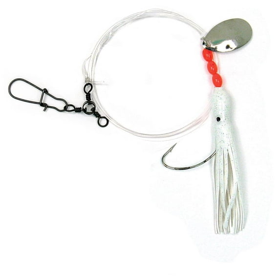 Sea Striker 365-WH Squid Skirt Rig with Spinner, 3", 1/0 Wide Gap Hook