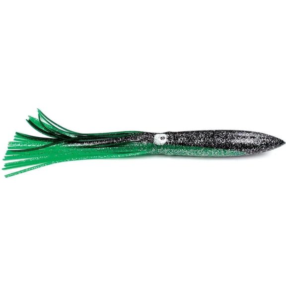 Sea Striker Bulbhead Squid Skirt, 9", Green/Black
