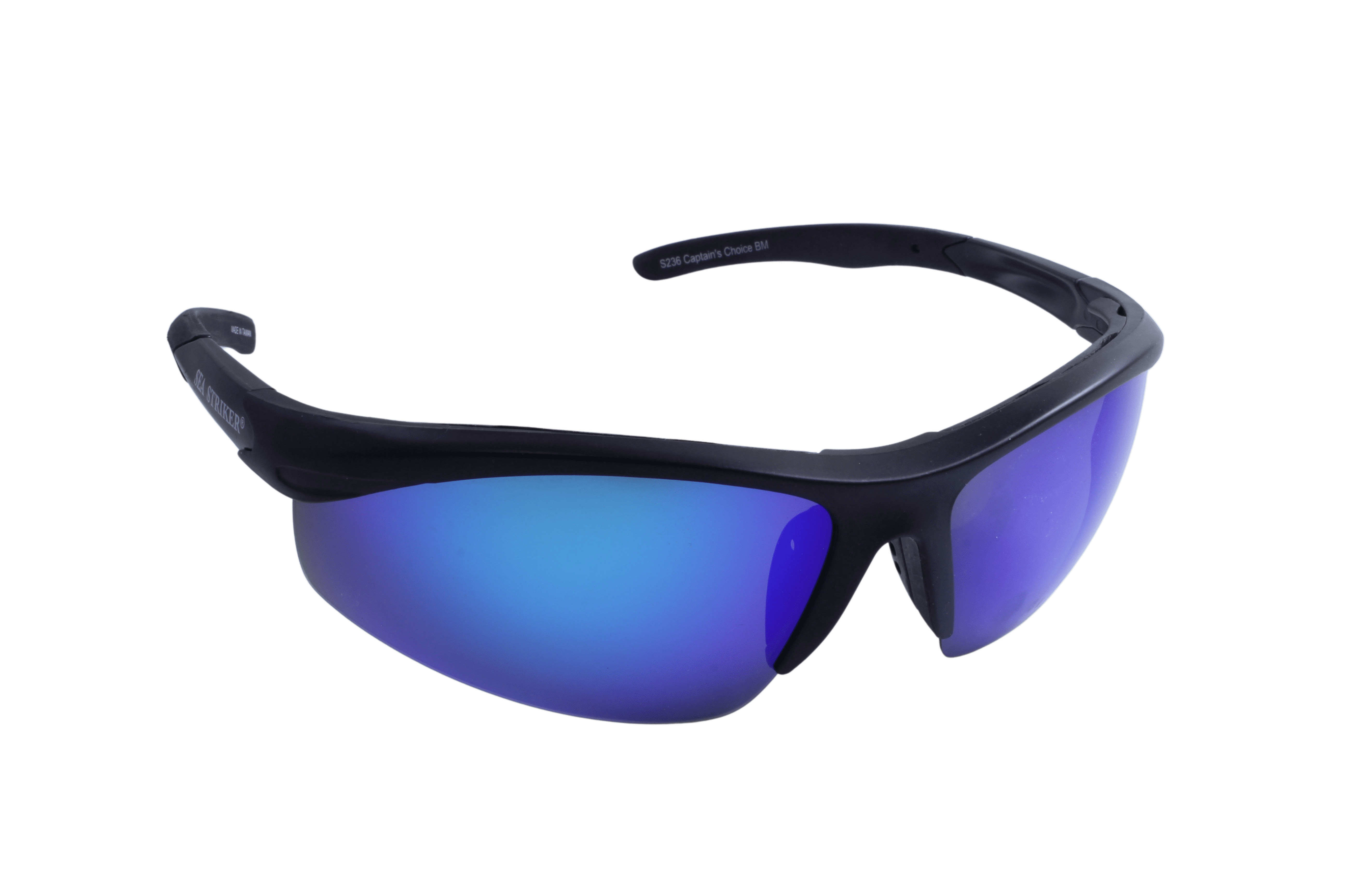 Sea Striker Captain's Choice Sunglasses Blk Frame/Blu Mirror Lens, 236