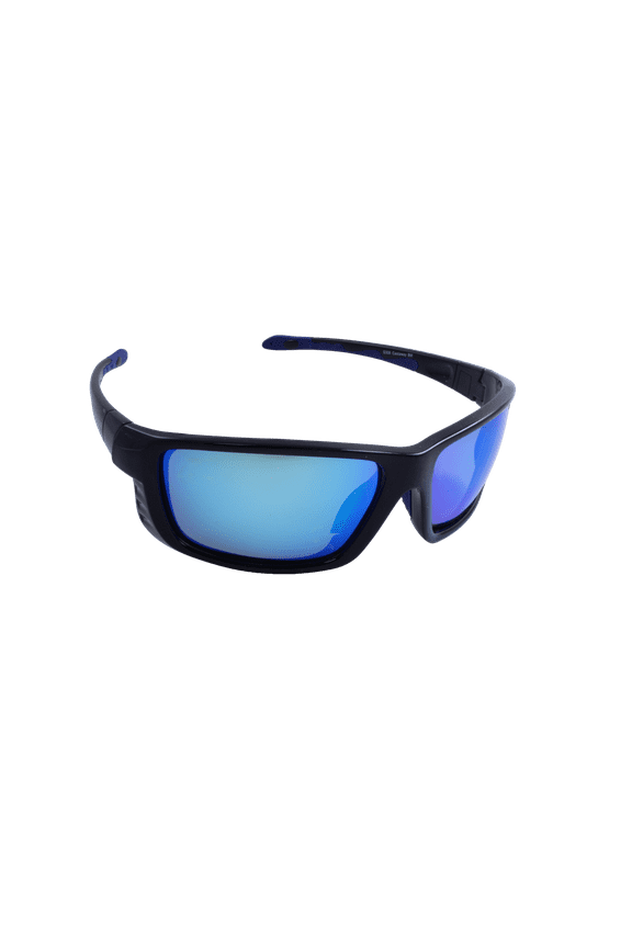 Castaway Beach Boating Fishing Polarized Sunglasses Men Women Black Frame w/Blue Mirror Lens