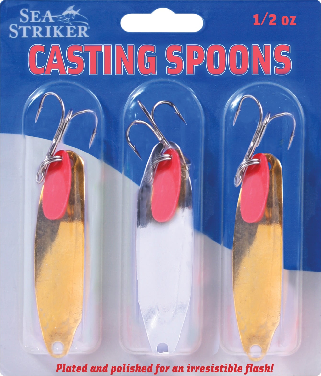 Sea Striker Casting Spoon Saltwater Fishing Lure w/ Teaser Tab, 1