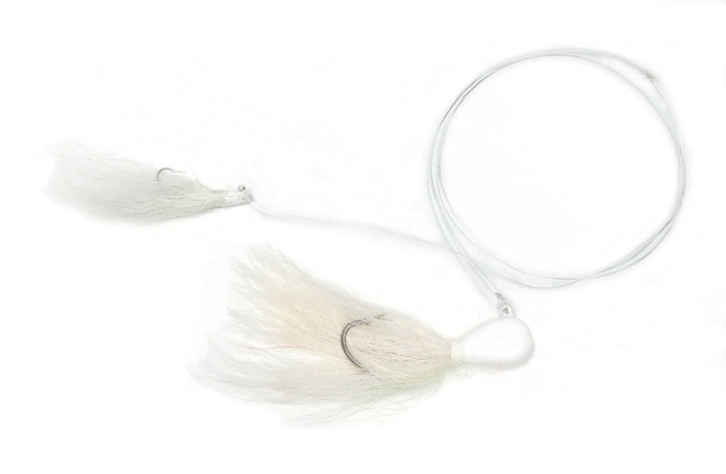 Sea Striker Double Bucktail Rig 1oz with 1/8oz Trailer Jig White