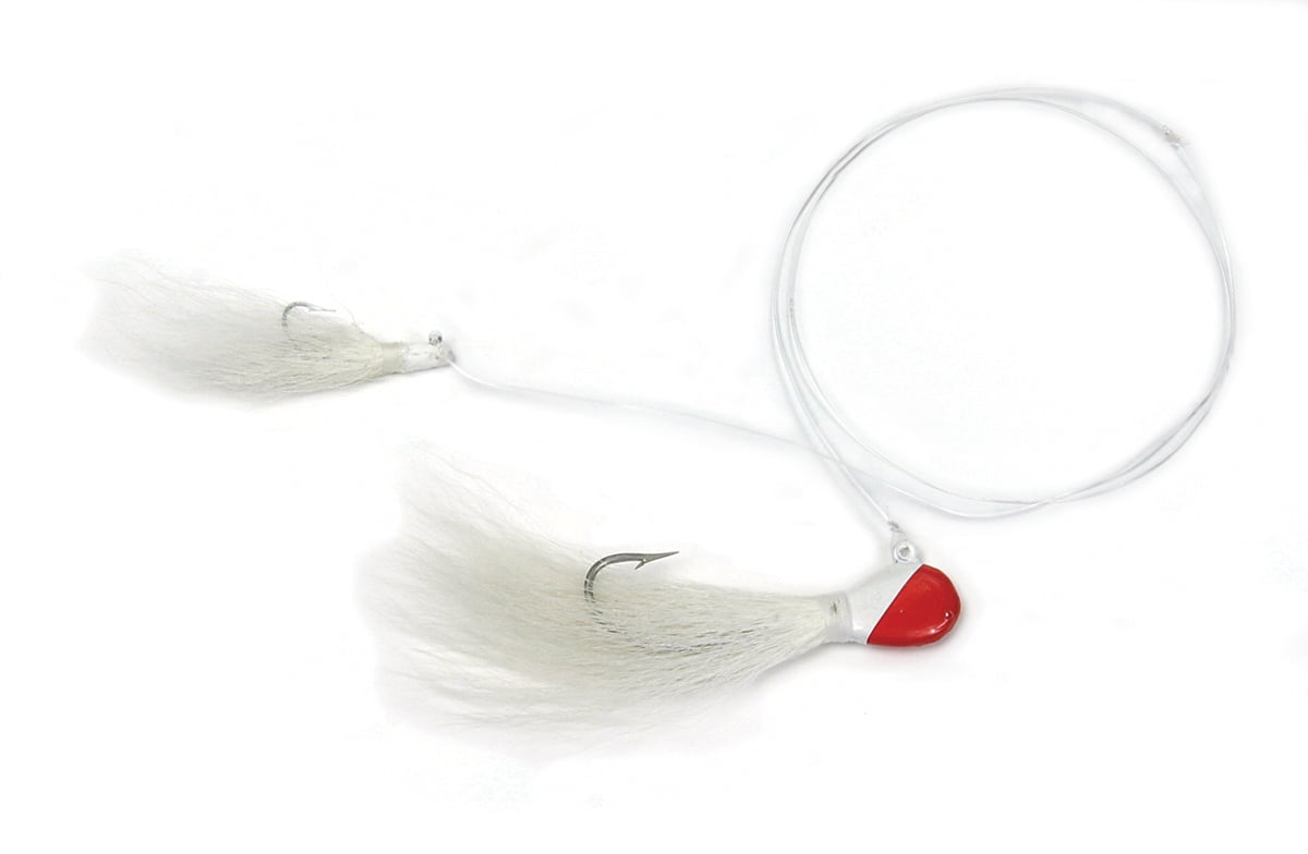 Striker Rig Sea Striker Double Bucktail Rig 3/4oz with 1/8oz Trailer Jig Red White ...