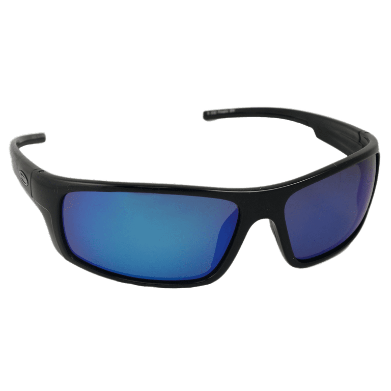 Sea Striker Finatic Sports Beach Fishing Polarized Sunglasses Men Women  Black Polycarbonate Frame w/Blue Mirror Lens 