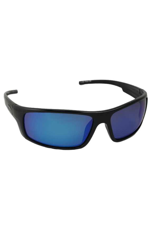 Finatic Sports Beach Fishing Polarized Sunglasses Men Women Black Polycarbonate Frame w/Blue Mirror Lens