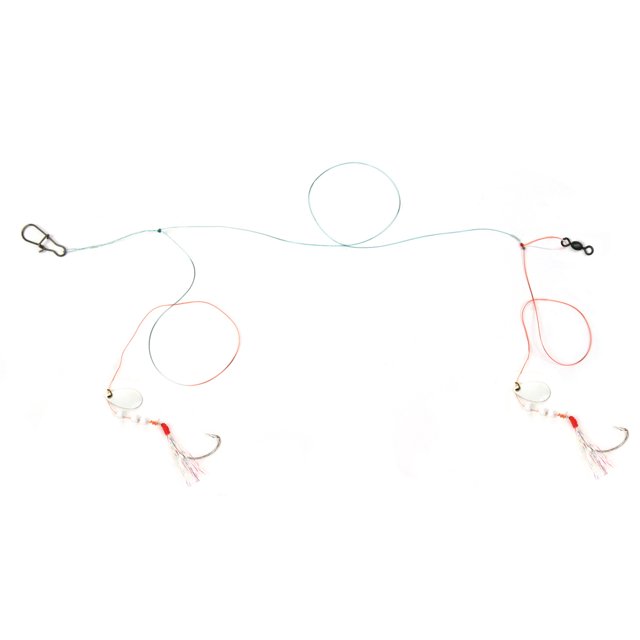 Sea Striker Flounder Fishing Rig w/ Pearl Mylar, 30 Mono, Size 2/0