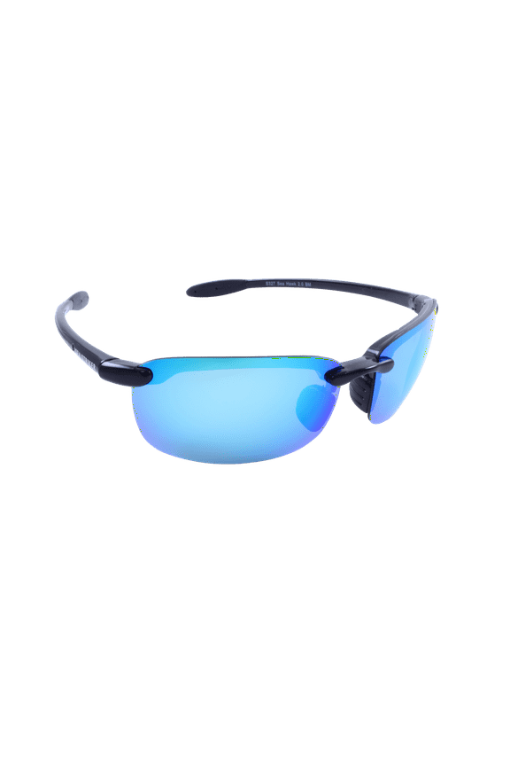 Hawk 2.0 Beach Boating Fishing Polarized Sunglasses Men Women Black Frame w/Blue Mirror Lens
