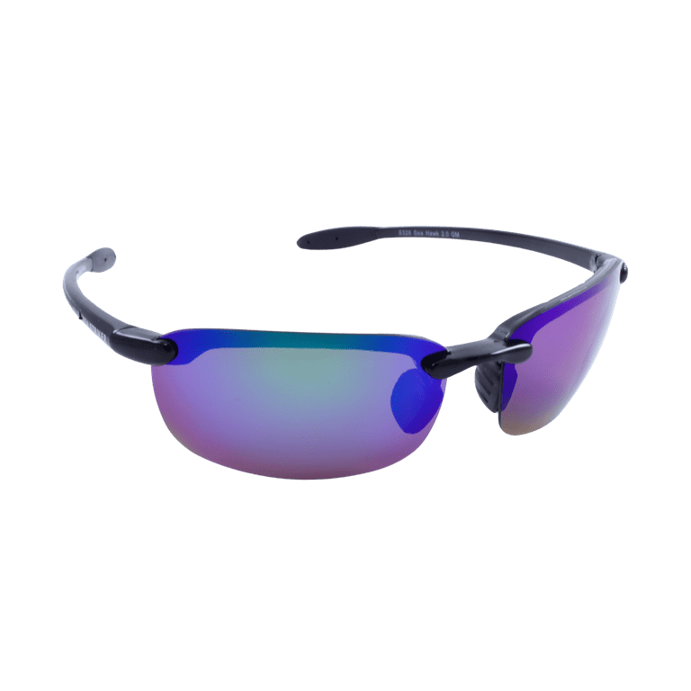 Sea Striker Hawk 2.0 Beach Boating Fishing Polarized Sunglasses Men Women  Black Frame w/Green Mirror Lens