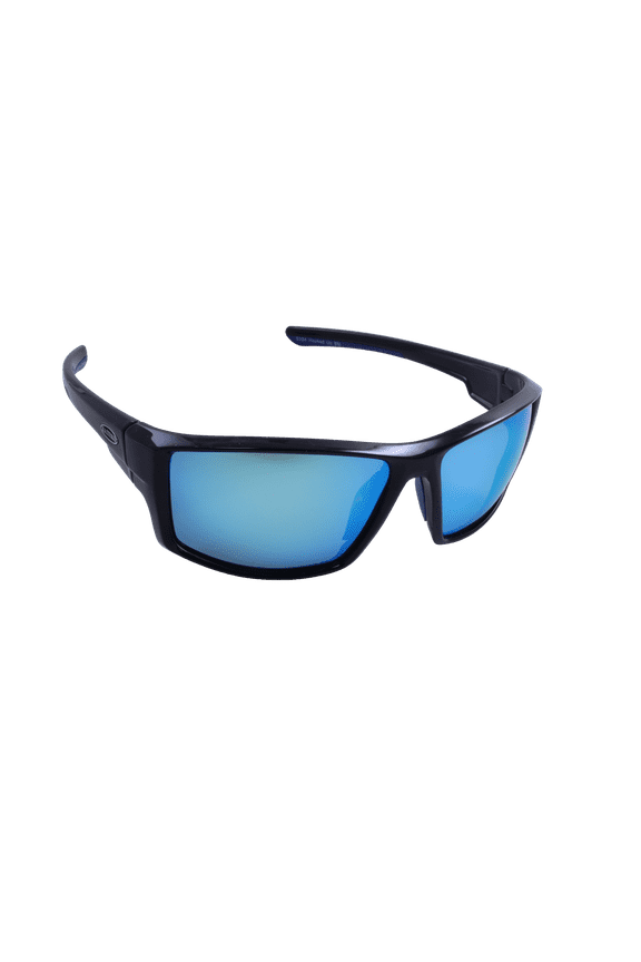 Hooked Up Beach Boating Fishing Polarized Sunglasses Men Women Black Frame w/Blue Mirror Lens