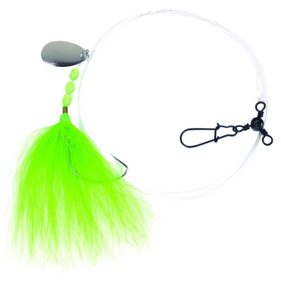 Sea Striker Bucktail Fluke Rig 2/0 Wide Gap Spinner 3Way Chartreuse