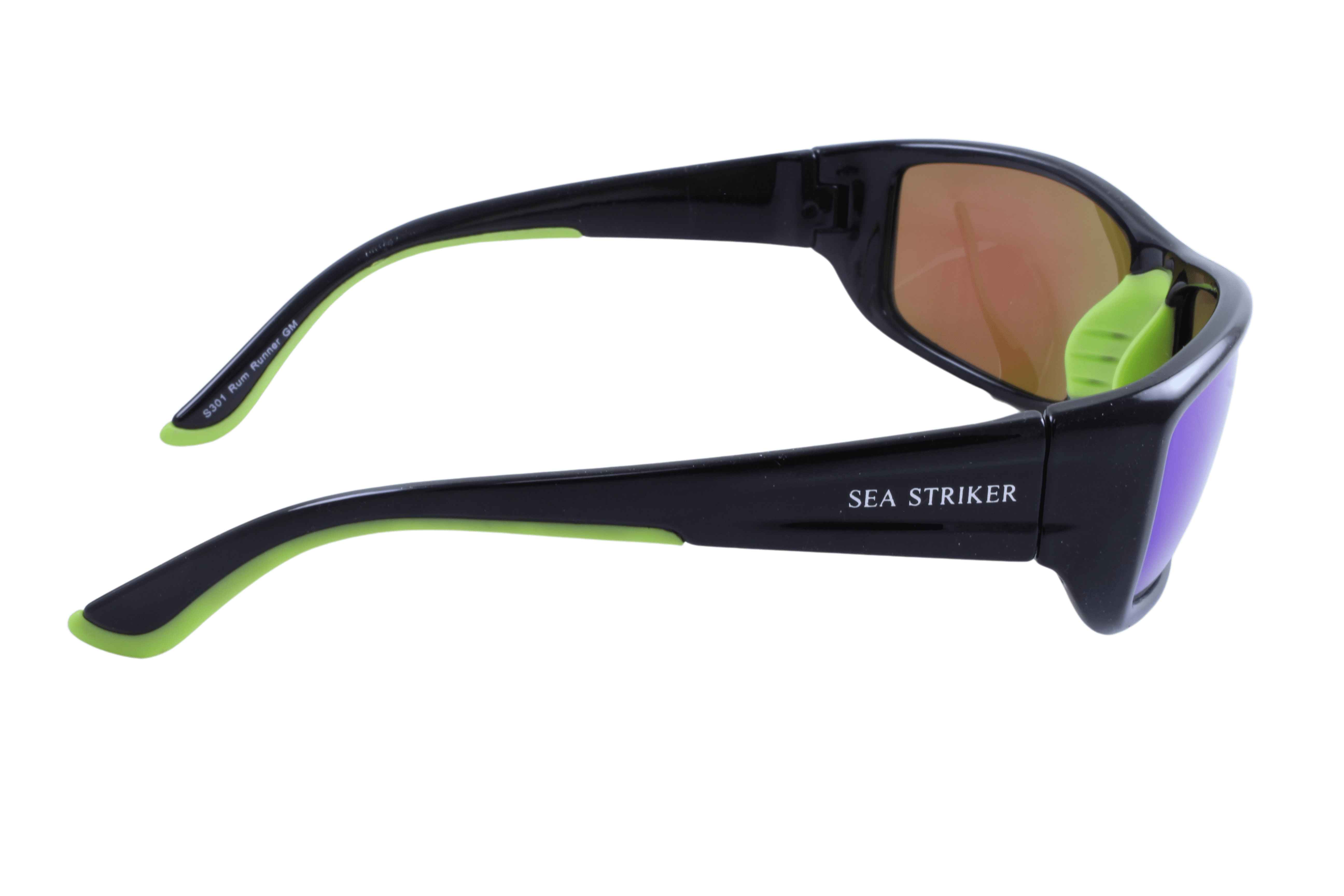 Sea Striker Rum Runner Beach Boating Fishing Polarized Sunglasses Men Women  Black Frame w/Green Mirror Lens