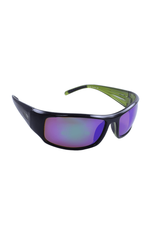 Thresher Beach Boating Fishing Polarized Sunglasses Men Women Black Frame w/Green Mirror Lens