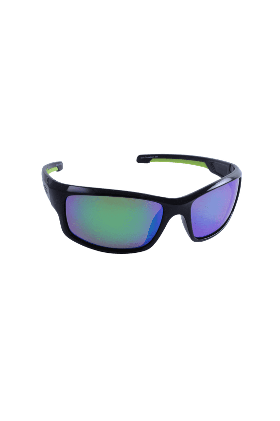 Throwdown Beach Boating Fishing Polarized Sunglasses Men Women Black Frame w/Green Mirror Lens