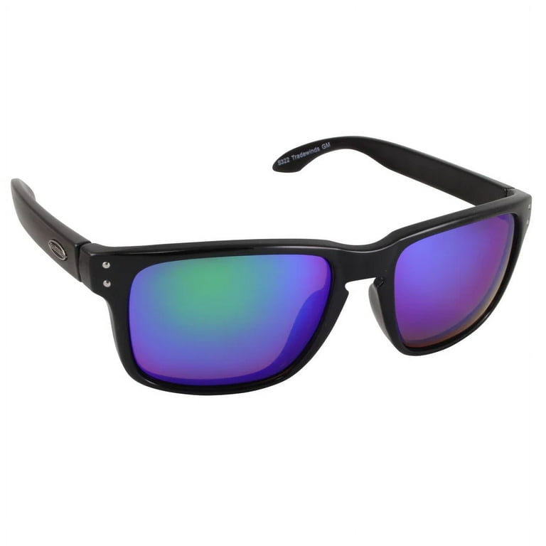 Sea Striker Tradewinds Beach Boating Fishing Polarized Sunglasses Men Women  Black Frame w/Blue Mirror Lens 