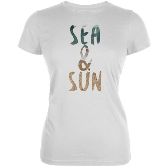 Sea & Sun Summer Beach White Juniors Soft T-Shirt - Medium